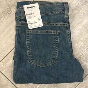 Sonoma Straight Everyday Jeans, Size 12, Husky fit, Blue Denim